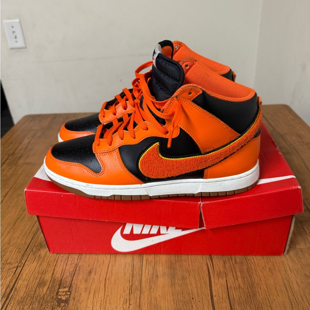 Nike Dunk Hi Retro Safety Orange and Black High-Top Sneakers